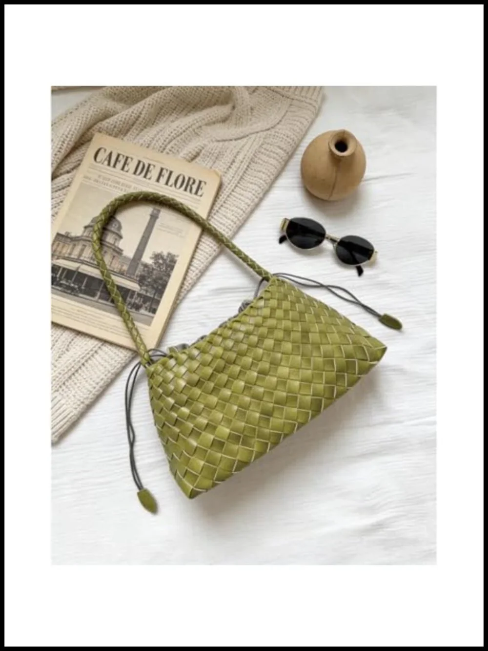 Large Capacity Soft Leather Hobo Bag, Woven Shoulder Handbag with Drawstring